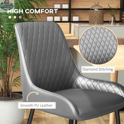 Set of 4 grey Blake vegan leather dining chairs with diamond tufting from SLOTH Nation, stylish home kitchen and dining furniture.
