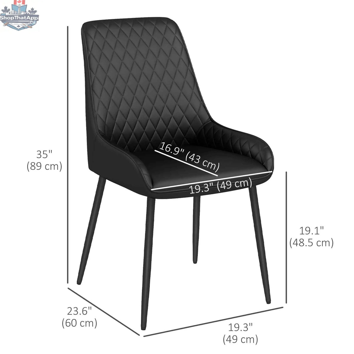 Set of four black Blake vegan leather dining chairs with diamond tufting by SLOTH Nation, stylish and modern kitchen and dining furniture.