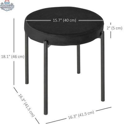 Set of four black Noel backless round dining stools with metal legs by SLOTH Nation, ideal for modern kitchen and dining room.