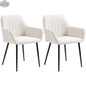 Pair of Robbie beige modern dining chairs with armrests from SLOTH Nation, featuring sleek design and comfortable seating for dining rooms.