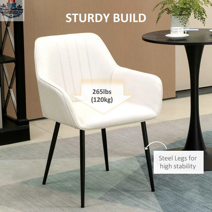 Set of two Robbie beige modern dining chairs with armrests by SLOTH Nation, featuring sleek design and comfortable seating for dining.
