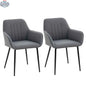 Set of two dark grey Robbie dining chairs with armrests from SLOTH Nation, featuring modern kitchen and dining room furniture.