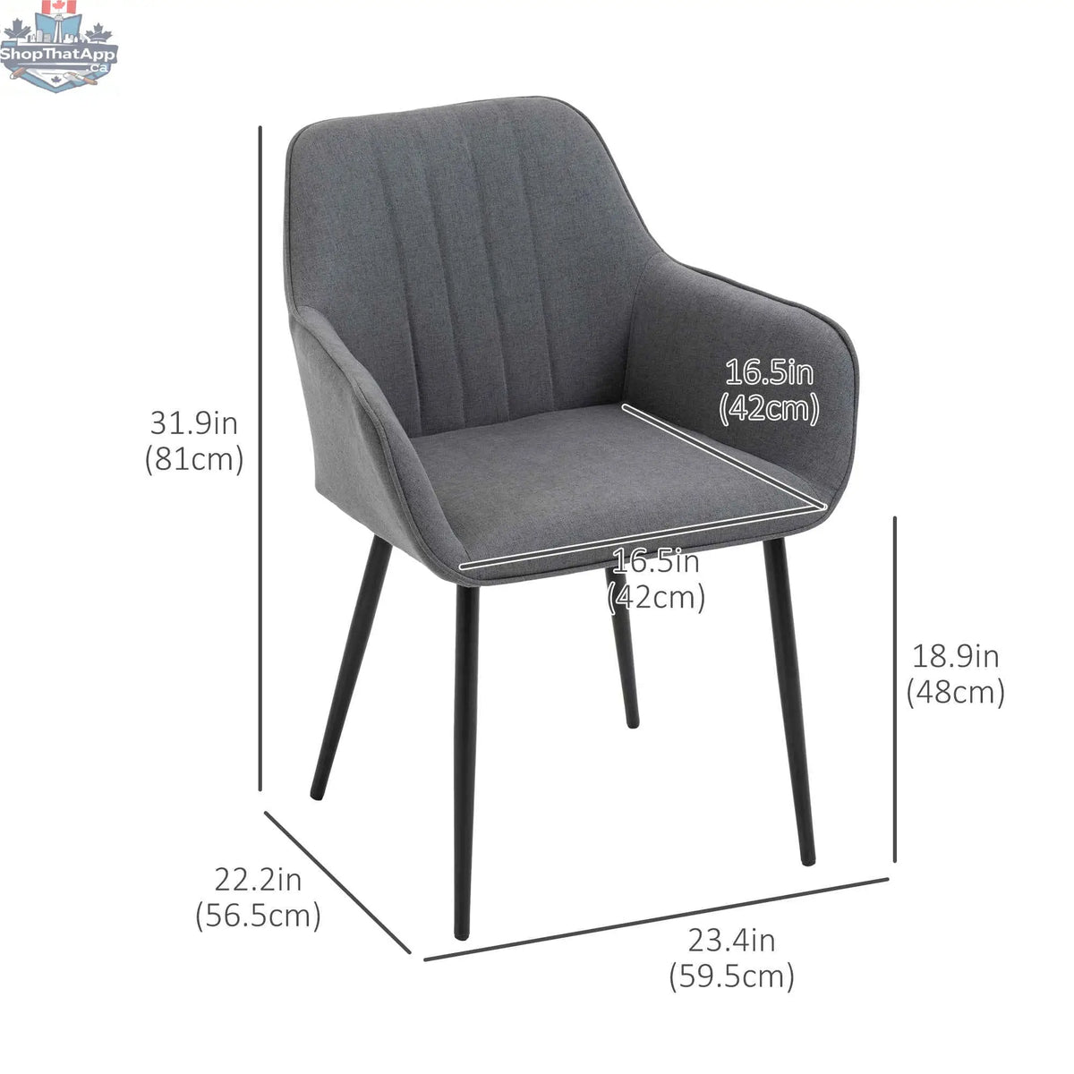 Set of two dark grey Robbie dining chairs with armrests by SLOTH Nation, showcasing modern kitchen and dining room furniture.