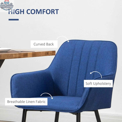 Pair of modern dark blue SLOTH Nation dining chairs with armrests, set of 2, ideal for kitchen and dining room furniture.