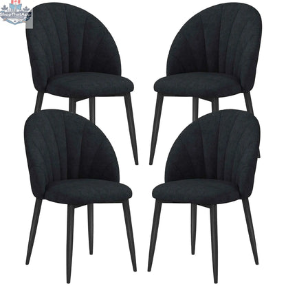 Set of four Skylar Black modern dining chairs by SLOTH Nation, showcasing sleek, contemporary design for stylish kitchen or dining room.