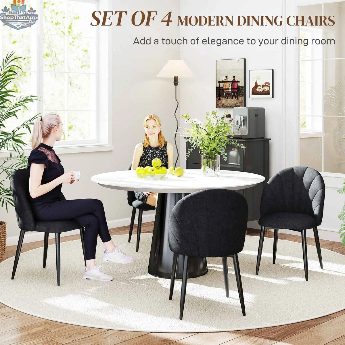 Set of four Skylar Black modern dining chairs by SLOTH Nation, featuring sleek design and comfortable seating for dining rooms.