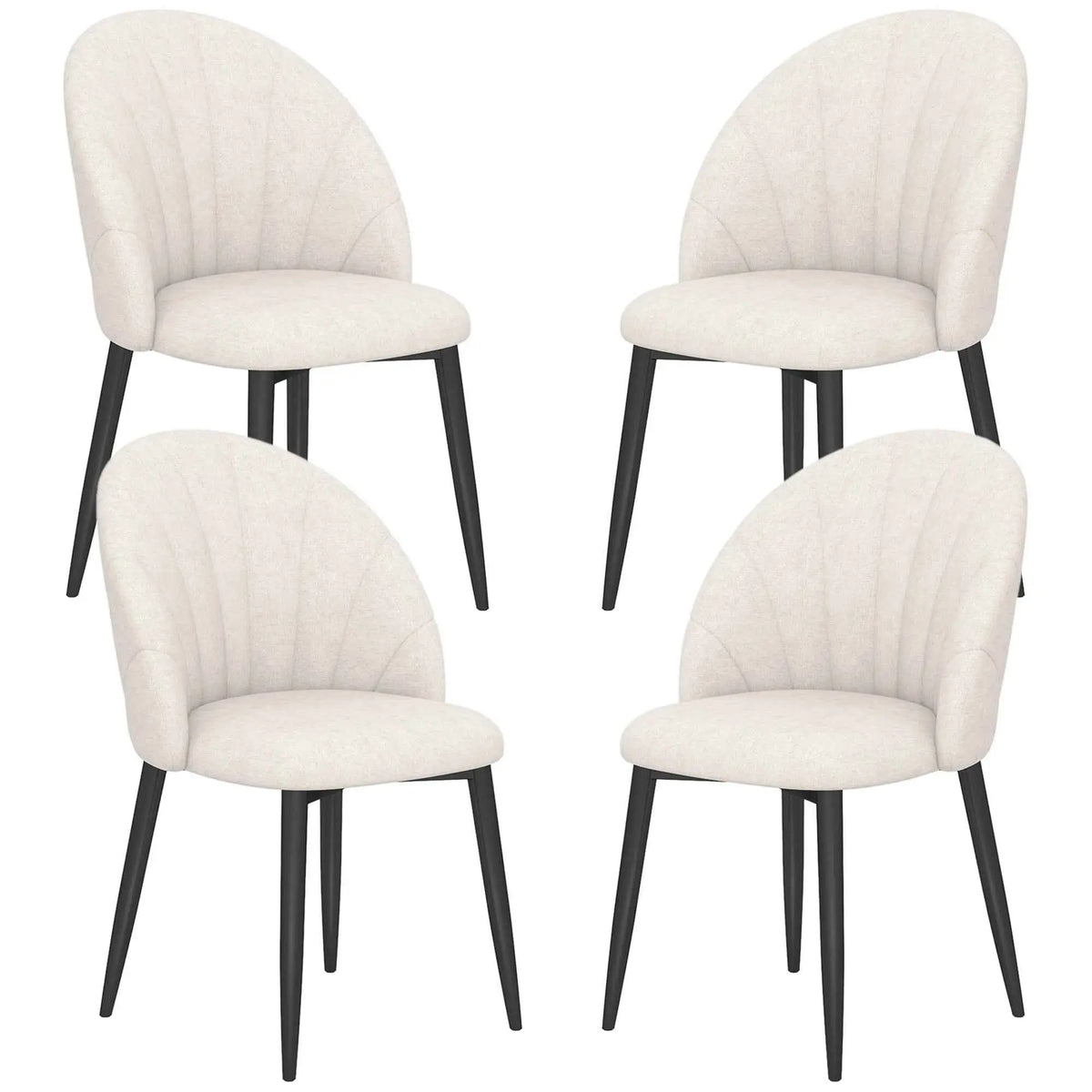 Set of four Skylar modern dining chairs by SLOTH Nation in cream white, featuring sleek, contemporary design for kitchen and dining room.