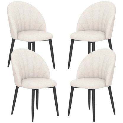 Set of four Skylar modern dining chairs by SLOTH Nation in cream white, featuring sleek, contemporary design for kitchen and dining room.