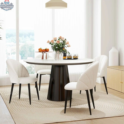 Set of four Skylar modern dining chairs by SLOTH Nation in cream white, featuring sleek contemporary design for stylish kitchen dining.