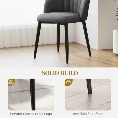 Set of four Skylar modern dining chairs in dark grey with sleek, contemporary design perfect for kitchen and dining room decor.
