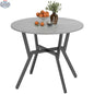 A grey Ainsley round dining table with a steel frame, 35-inch diameter, featuring a modern home furnishings design.
