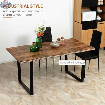 Rustic brown Ashton dining table by SLOTH Nation with wave-edged tabletop and steel legs, 63-inch length for home dining spaces.