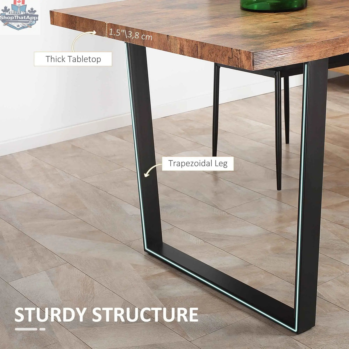 Rustic brown Ashton dining table by SLOTH Nation with wave-edged tabletop and steel legs, 63-inch length for modern kitchen or dining room