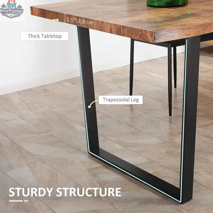 Rustic brown Ashton dining table by SLOTH Nation with wave-edged tabletop and steel legs, 63-inch length for modern kitchen or dining room
