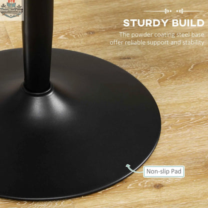 Black Jan Modern round dining table with steel base by SLOTH Nation, perfect for small spaces in home kitchens or dining areas.