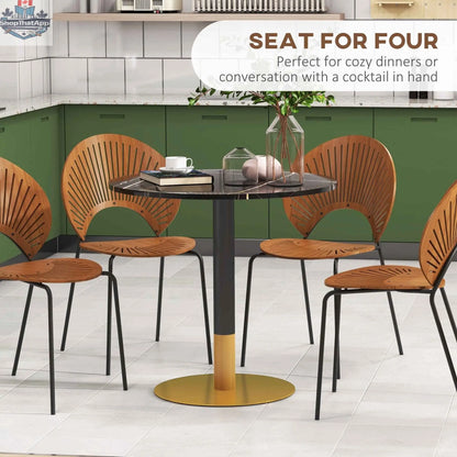 SLOTH Nation Rene round dining table with faux marble top in black, ideal for small spaces, kitchen and dining room furniture.