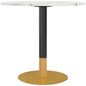 SLOTH Nation Rene round modern dining table with white faux marble top, ideal for small kitchen and dining spaces.
