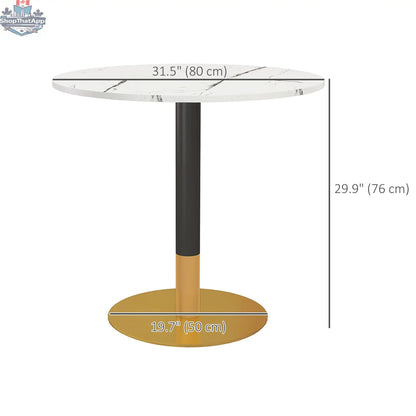 SLOTH Nation Rene round modern dining table with faux marble white top, perfect for small dining spaces in home furnishings.
