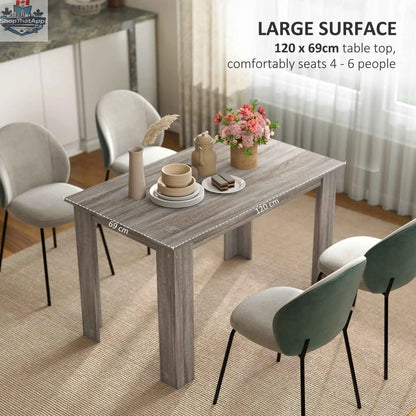 Light grey Spencer 47-inch dining table by SLOTH Nation, designed for 4-6 people, ideal for home kitchen and dining rooms.