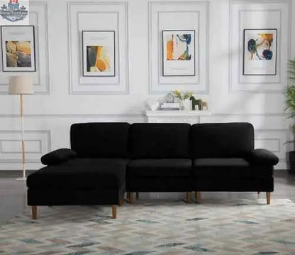 SLOTH Nation Harrison Modular Sectional Sofa in a living room setting, showcasing versatile, comfortable sectional furniture with plush cushions