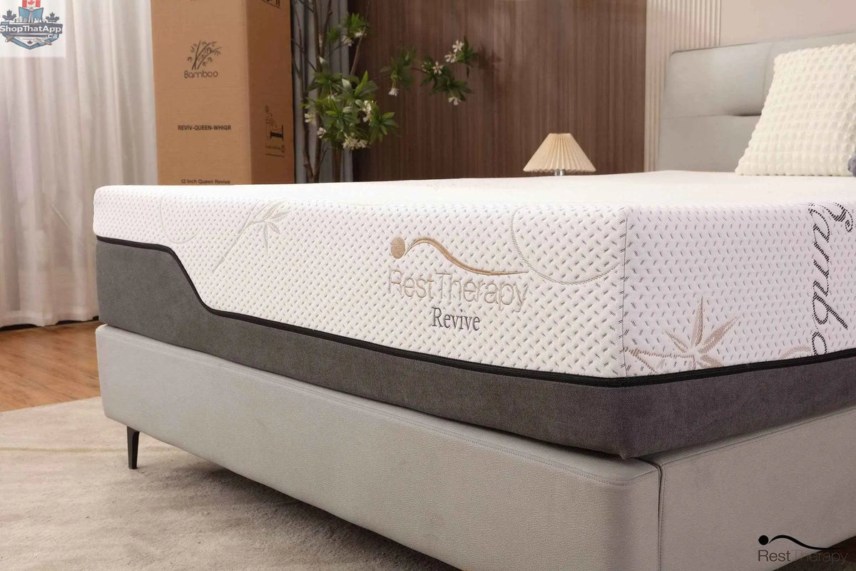 12-inch Bamboo Cool Gel Mattress by SLOTH Nation with bamboo fabric cover and memory foam, available in three sizes.