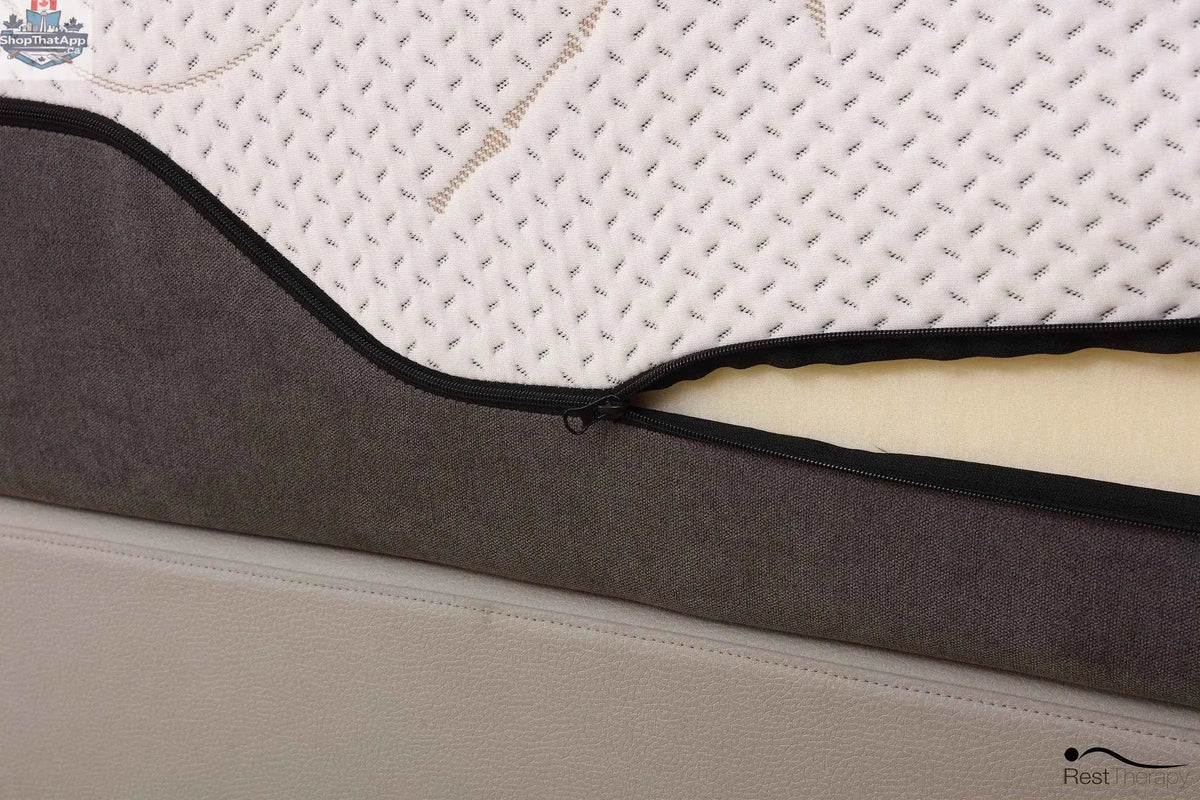 12-inch bamboo cool gel memory foam mattress by SLOTH Nation, shown on a bed with plush bedding in three size options.