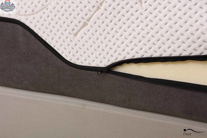 12-inch bamboo cool gel memory foam mattress by SLOTH Nation, shown on a bed with plush bedding in three size options.