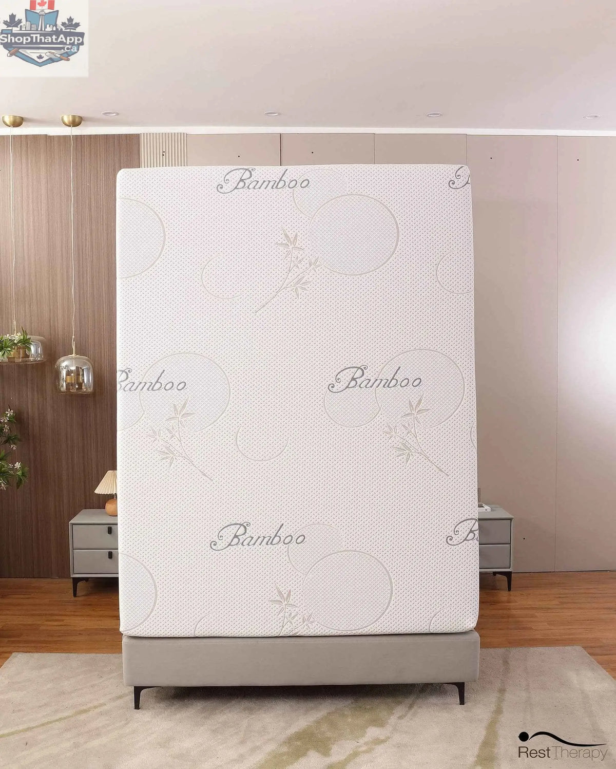 12-inch bamboo cool gel memory foam mattress by SLOTH Nation, shown in three size options for ultimate comfort.