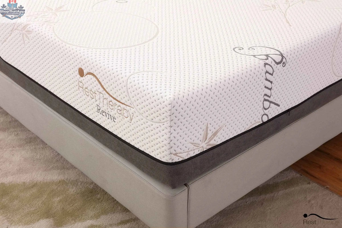 12-inch bamboo cool gel memory foam mattress from SLOTH Nation, showcasing plush surface and available in three sizes for comfort.