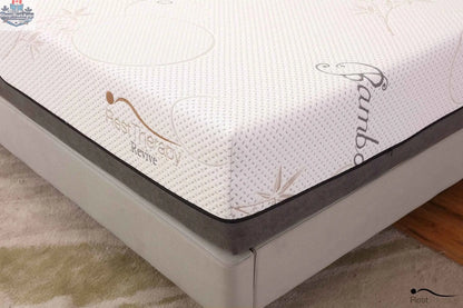 12-inch bamboo cool gel memory foam mattress from SLOTH Nation, showcasing plush surface and available in three sizes for comfort.