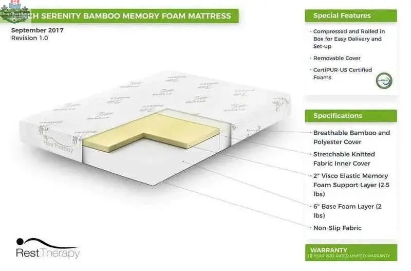 8-inch bamboo memory foam mattress by SLOTH Nation, showcasing the plush, supportive surface designed for restful sleep.