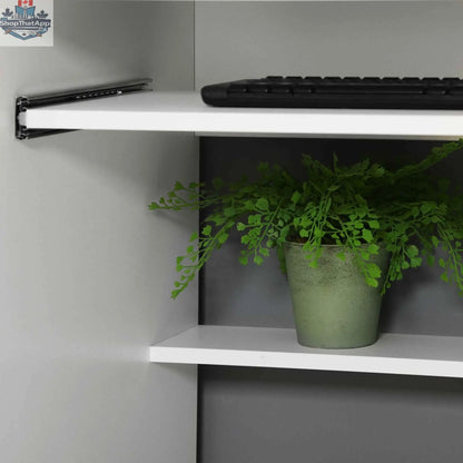 White Bloom computer desk with keyboard tray and storage drawers, stylish 57-inch office furniture by SLOTH Nation.
