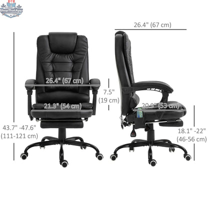 Black Declan Executive Office Chair by SLOTH Nation featuring 7-point massage and reclining functions, with ergonomic design and armrests.