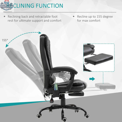 Black Declan executive office chair by SLOTH Nation featuring 7-point massage, reclining function, and ergonomic design.