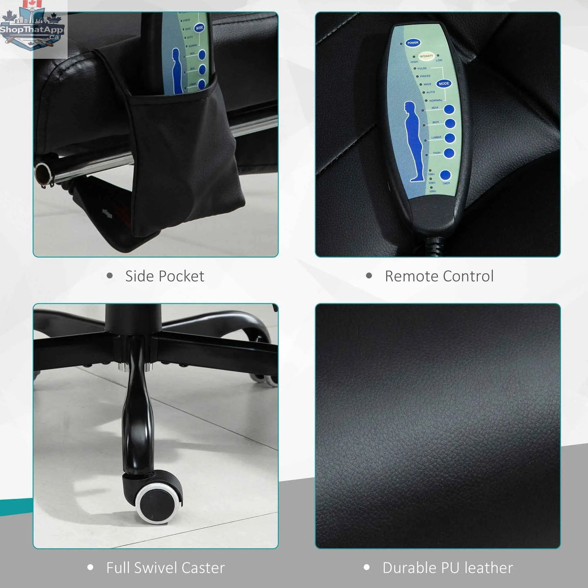 Black Declan Executive Office Chair by SLOTH Nation with 7-point massage and reclining features, showing padded armrests and ergonomic design.