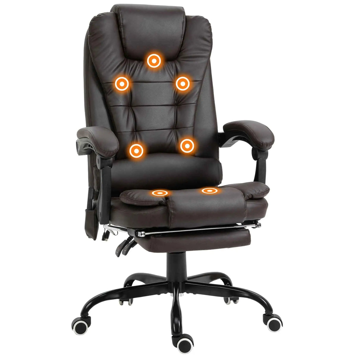 Brown Declan Executive Office Chair by SLOTH Nation with 7-point massage, reclining features, and ergonomic design.