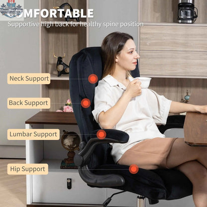 Black Hayden executive office chair with flip-up armrests by SLOTH Nation, featuring a sleek ergonomic design and adjustable height.