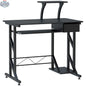 Black Indy computer desk by SLOTH Nation with keyboard tray and drawer, ideal for modern office or workspace setup.