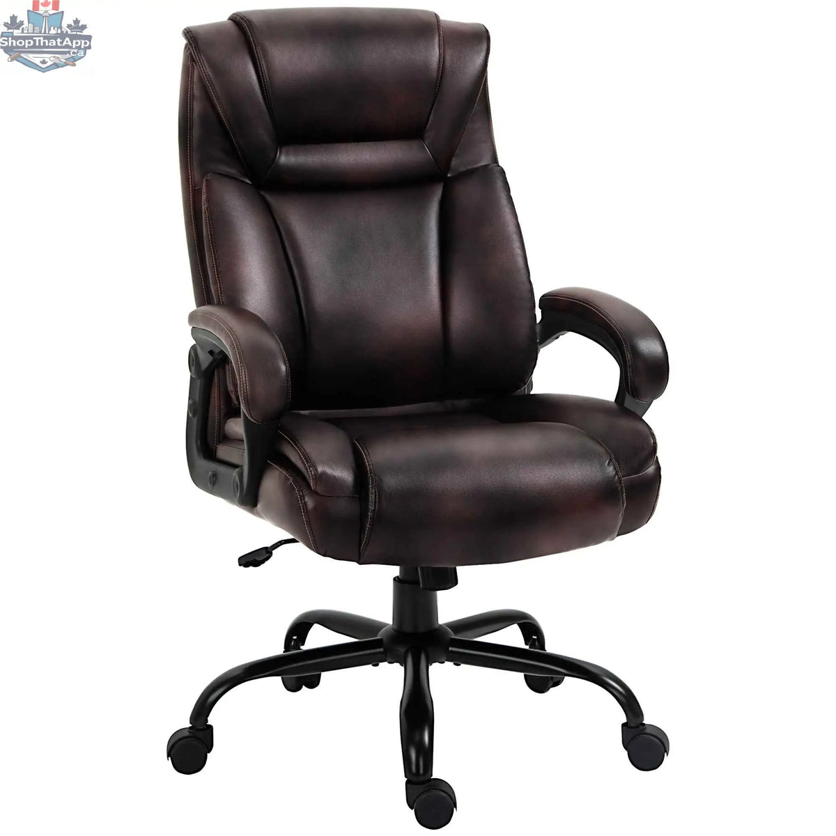 Brown Joel executive office chair with high back, adjustable height, sturdy design, suitable for up to 400 lbs, by SLOTH Nation.