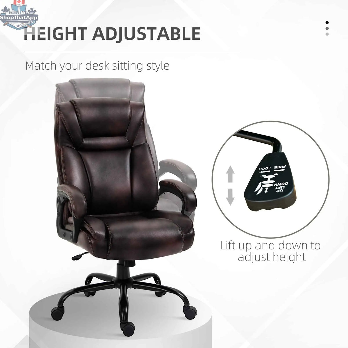 Brown SLOTH Nation Joel executive office chair with high back, adjustable height, and 400 lbs capacity, designed for professional workspace.