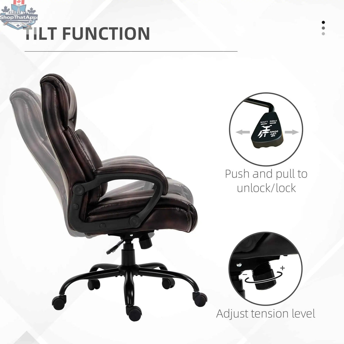 Brown SLOTH Nation Joel executive office chair with high back, adjustable height, and 400LBS capacity, suitable for professional office use.