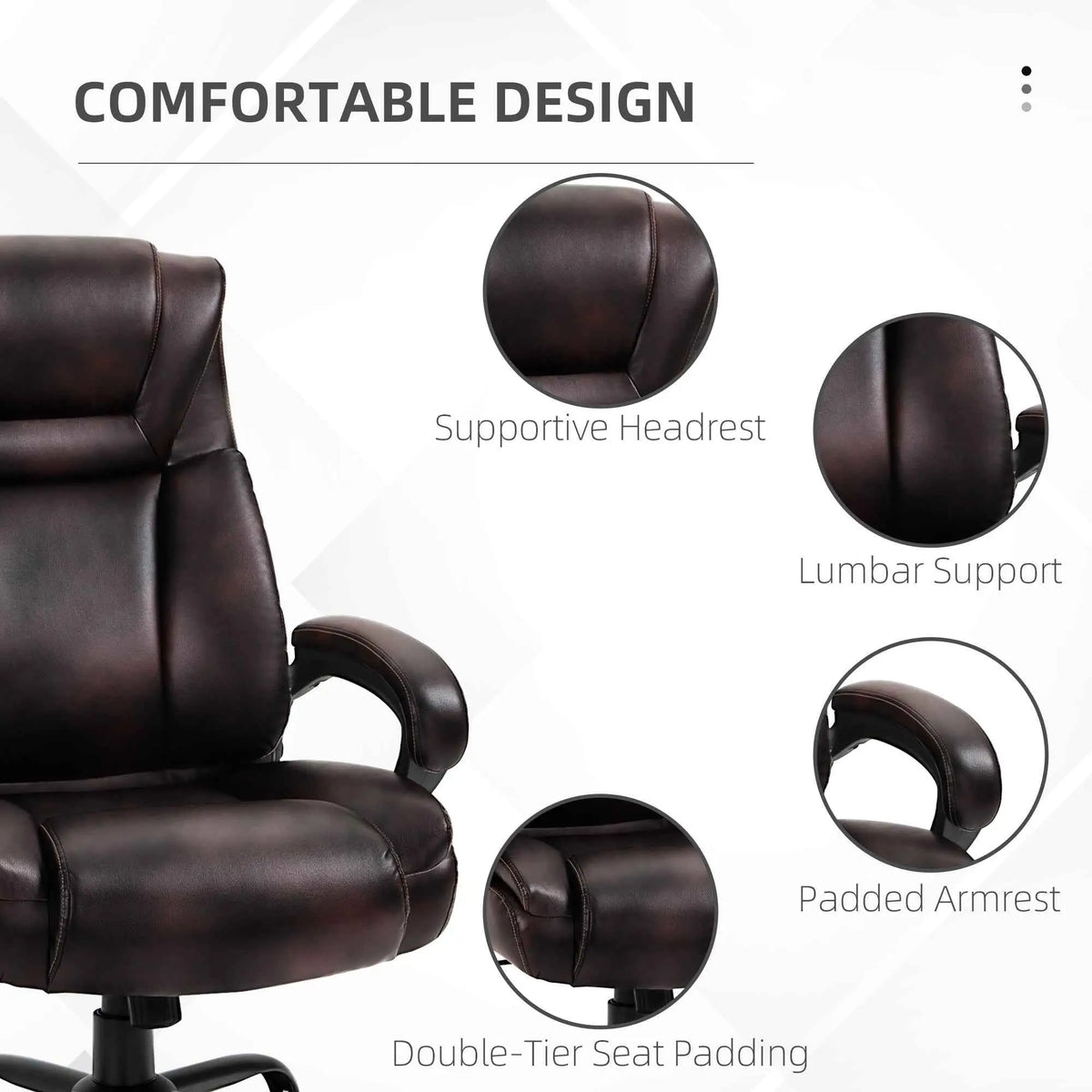 Brown Joel executive office chair with high back, adjustable height, and durable 400LBS capacity from SLOTH Nation.