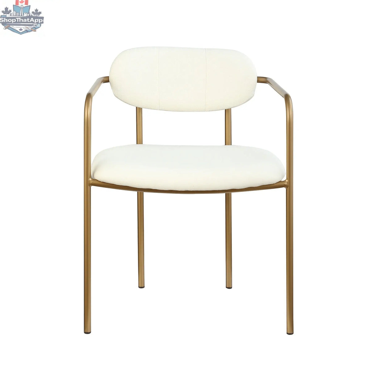 Elegant white and gold Hygge Design House dining chair with a sleek, modern look for stylish home seating.