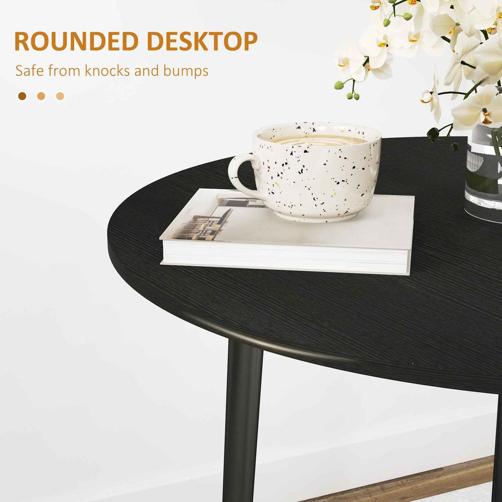 Merrill Round Drop-Leaf/Folding Dining Table for Small Spaces-Black