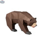 Brown 3D origami bear paper model kit from Sofs Lifestyle, featuring a detailed DIY grizzly bear craft for enthusiasts.