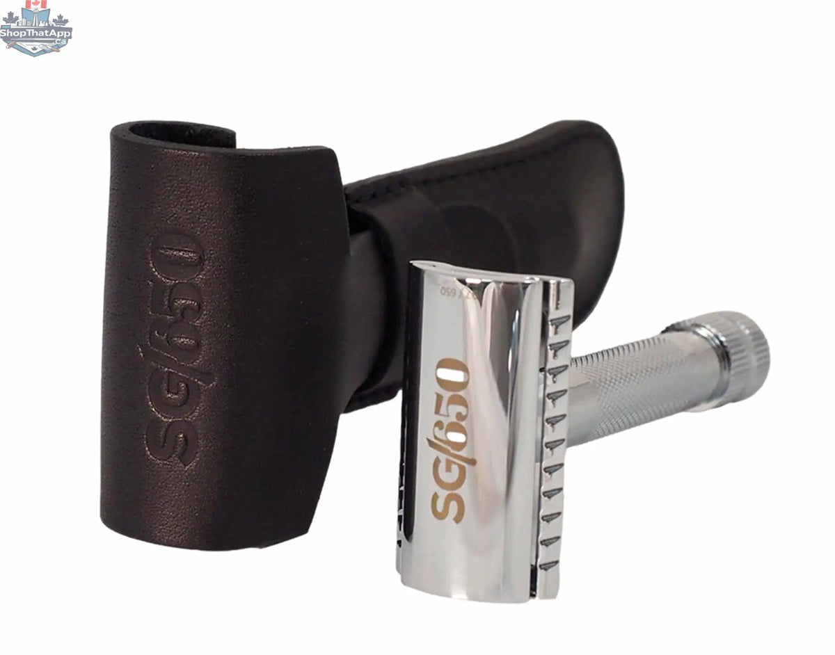 Merkur DE Razor 34C Limited Edition 650 Years, set including leather sleeve, 10ct blades, in a gift box. - Shopthatapp.ca