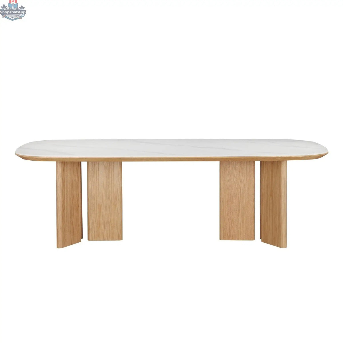 Modern Donton dining table by Hygge Design House with wooden surface and sleek metal legs, perfect for contemporary dining rooms.