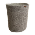 Grey Wool Felt Storage Basket — Hand-Felted NZ Wool, 12.5" H x 11" D (Grey/White)
