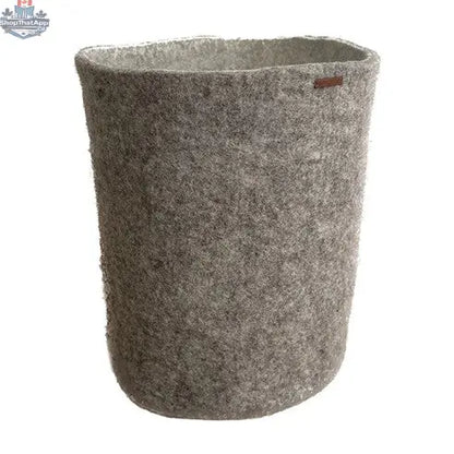 Grey Wool Felt Storage Basket — Hand-Felted NZ Wool, 12.5" H x 11" D (Grey/White) - Shopthatapp.ca