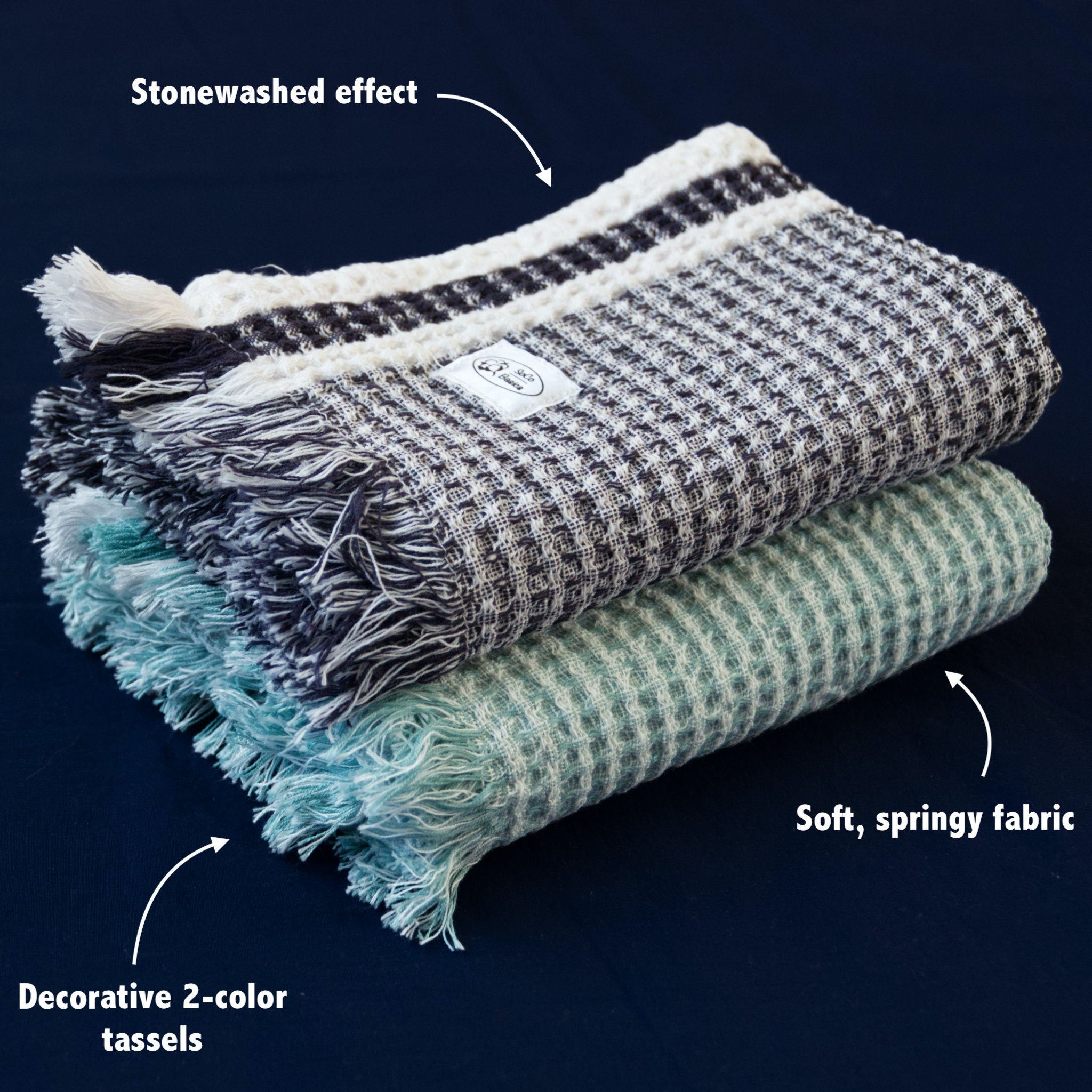 Stonewashed Heather Waffle Towels - Shopthatapp.ca